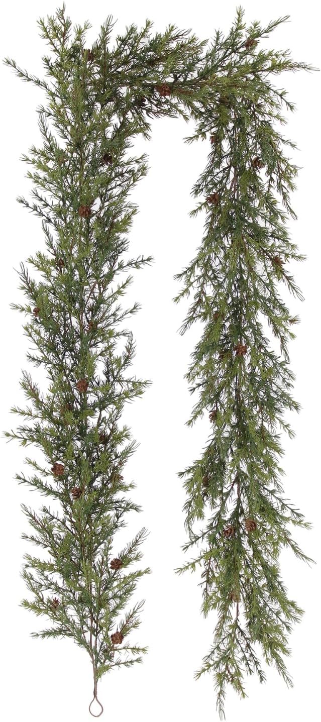 CG Hunter Holiday Collection Faux Garland, Premium Artificial Indoor and Outdoor Large 6-ft Magnolia, Eucalyptus, Pinecone, Needle Pine Christmas Garland, Christmas Decorations and Holiday Greenery