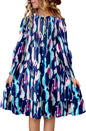 Yoklass Girls Smocked Dress Casual Puff Long Sleeve Ruffle Neck Dresses 4-13 Years