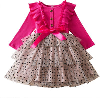 HNXDYY Little Girls Long Sleeve Star Print Knee Length Casual Princess Dress