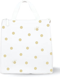Kate Spade New York, Portable Soft Cooler Lunch Bag with Silver Insulated Interior Lining and Storage Pocket, Joy Dot