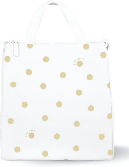 Kate Spade New York, Portable Soft Cooler Lunch Bag with Silver Insulated Interior Lining and Storage Pocket, Joy Dot