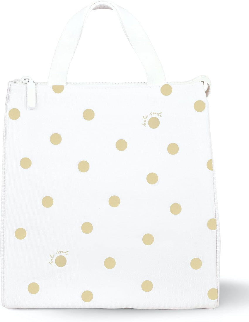 Kate Spade New York, Portable Soft Cooler Lunch Bag with Silver Insulated Interior Lining and Storage Pocket, Joy Dot