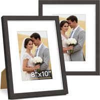 Vittanly 8x10 Picture Frame Set of 2, Solid Wood Frame for Wall or Tabletop, Display Photo 5x7 with Mat or 8x10 without Mat, Natural