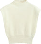 CIDER Women's Mock Neck Sleeveless Sweater Tops Cap Sleeve Sweater Vests Tank Tops