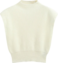 CIDER Women's Mock Neck Sleeveless Sweater Tops Cap Sleeve Sweater Vests Tank Tops