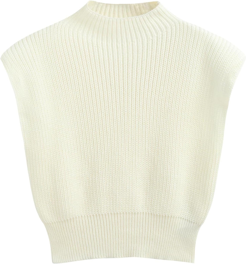 CIDER Women's Mock Neck Sleeveless Sweater Tops Cap Sleeve Sweater Vests Tank Tops