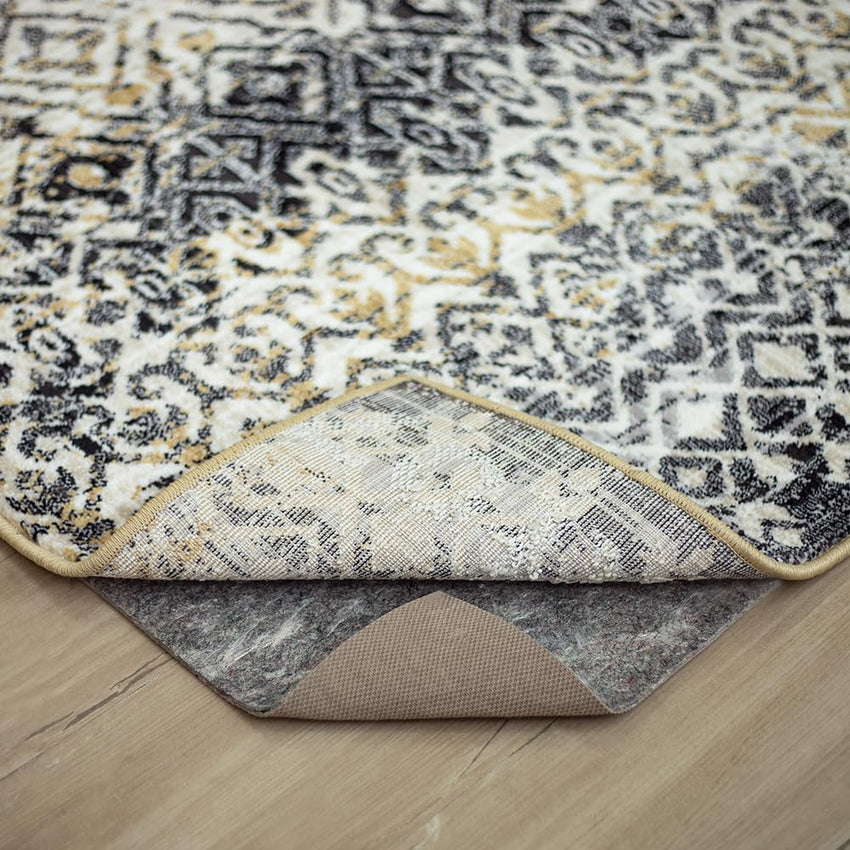 Mohawk Home 8' x 10' Non Slip Grip Rug Pad 1/4" Thick Dual Surface Felt Cushion + Rubber Gripper - Safe for All Floors