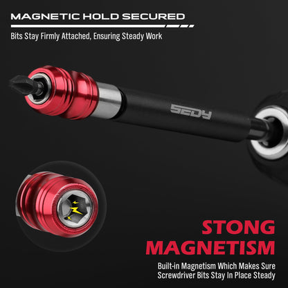 5-Piece 2", 4", 6", 12", 17" Extra Long Magnetic Screwdriver Bit Holders, 1/4 Inch Hex Shank Quick Release Extension Adapter, Durable CR-V Steel, Universal Fit for Impact Driver Bits
