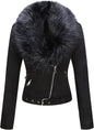 Bellivera Women Faux Leather Suede Jacket Moto Biker Coat Sherpa-Lined Overcoat with Removable Belt