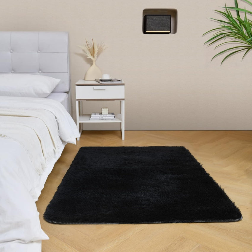 duduta Navy Blue Fluffy Plush Runner Rugs 2x6 ft Tie Dye Rectangle Shag Rug for Bedroom Dorm Living Room Kids Room, Machine Washable Anti-Slip