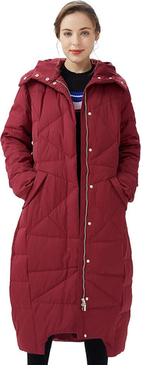 Orolay Women's Puffer Down Coat Winter Maxi Jacket with Hood