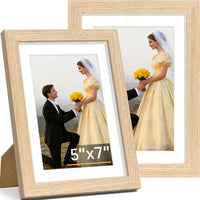 Vittanly 8x10 Picture Frame Set of 2, Solid Wood Frame for Wall or Tabletop, Display Photo 5x7 with Mat or 8x10 without Mat, Natural