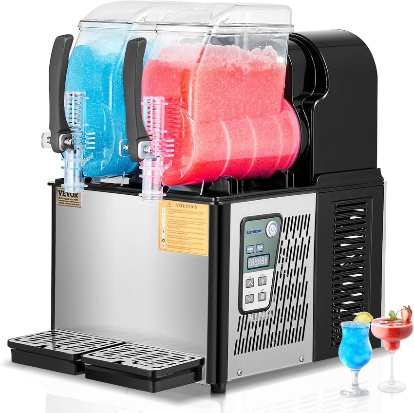 VEVOR Commercial Slushy Machine, 4L Single Tank Frozen Drink Machine, 16 Cups Stainless Steel Margarita Smoothie Frozen Drink Maker, Slushie Maker for Home Party Restaurants Cafe Bars