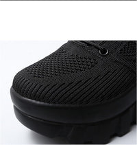 Women's Chunky Platform Comfort Orthopedic Wedge Walking Shoes Fashion Knitted Breathable Lace Up Lug Sole Casual Non-Slip Running Shoes with Arch Support