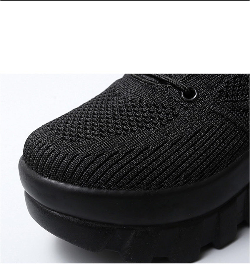 Women's Chunky Platform Comfort Orthopedic Wedge Walking Shoes Fashion Knitted Breathable Lace Up Lug Sole Casual Non-Slip Running Shoes with Arch Support