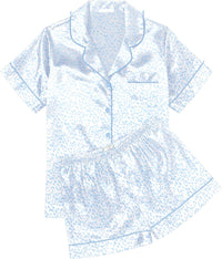 Ekouaer Womens Silk Satin Pajama Sets Soft Short Sleeve Button Down Sleepwear Top and Shorts 2 Piece Pjs Lounge Set