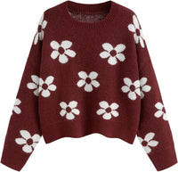 CIDER Floral Cozy Sweaters for Women Trendy Long Sleeve Cute Fall Outfits Casual Knit Pullover Sweater Fashion Clothes