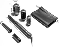 GLAMUP® FusionPro™ 6 in 1 Hot Air Styler- Wrap Curler & Thermal Brush Straightener, High Speed Hair Dryer, Round Brush, Volumizer, Hair Styling Gift Set with Travel Bag, Blow Dryer Brush