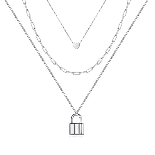 Turandoss Dainty Layered Choker Necklace, Handmade Y Pendant Necklace Multilayer Bar Disc Necklace Adjustable Layering Choker Necklaces for Women