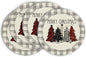 Artoid Mode Waterclor Buffalo Plaid Christmas Trees Placemats Set of 4, 12x18 Inch Winter Table Mats for Outdoor Home Party Kitchen Dining Decor