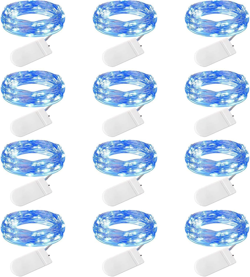 Brightown 12 Pack LED Fairy Lights Battery Operated String Lights - 7ft 20LED Waterproof Silver Wire Firefly Starry Moon Lights for DIY Crafts Wedding Table Centerpieces Party Bedroom Christmas