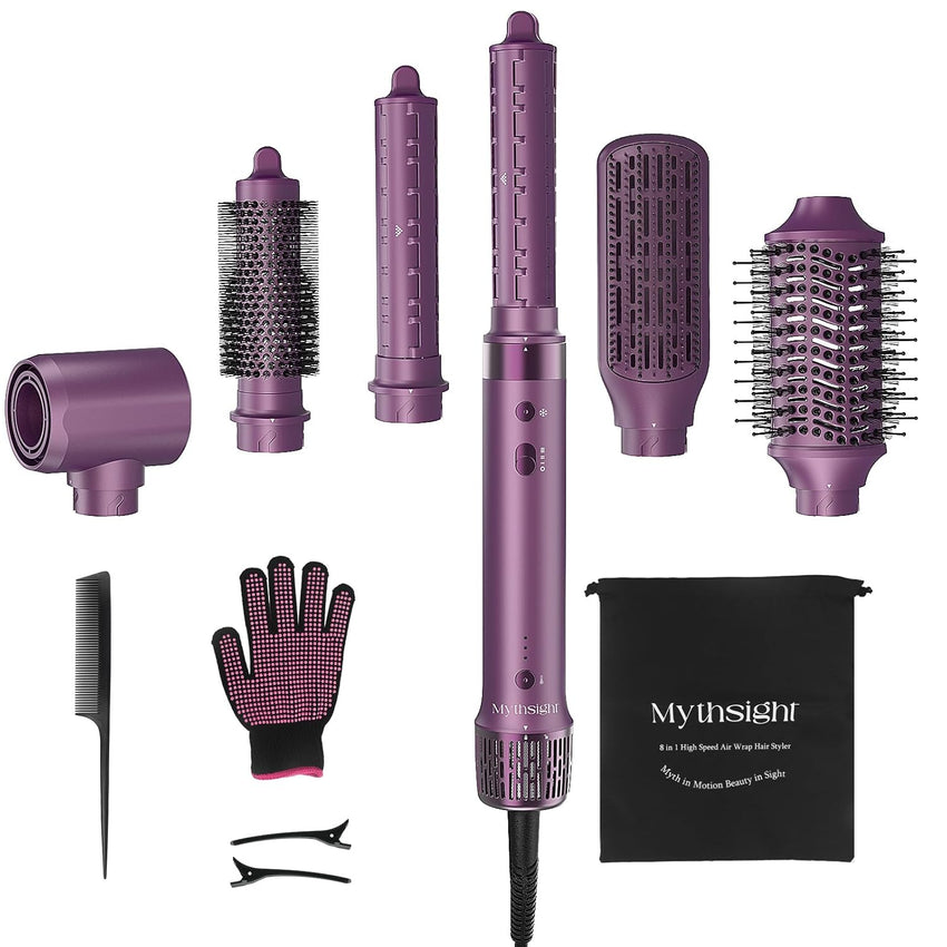 StyleVibe 6-in-1 Air Styler, Hair Dryer & Blow Dryer Brush with Auto Wrap Curl L/R, Fast Drying, Smooth Blowouts, Root-Lift Volume, No Heat Damage Frizz-Free Thermal Brush with Travel Bag