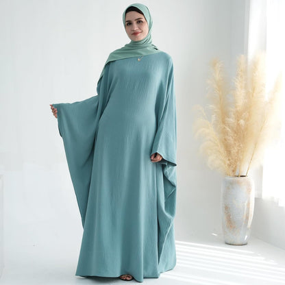 Women Muslim Abaya Dress 1Piece Bat Sleeve Islamic Maxi Robe Fashion Jilbab for Women Eid Kaftan Muslim Robe