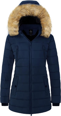 wantdo Women's Warm Winter Coat Heavy Puffer Jacket Parka with Fur Trimmed Hood