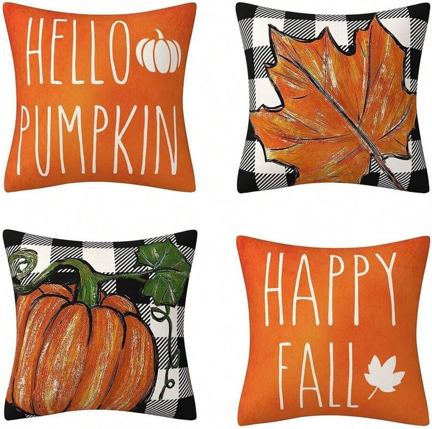 PSDWETS Christmas Pillow Covers 18x18 Set of 4 Christmas Decorations Snowman Deer Tree Winter Holiday Decor Throw Cushion Case for Home Couch