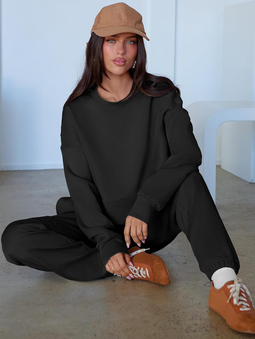 ANRABESS Womens 2 Piece Outfits Lounge Sets Cropped Sweatshirt Joggers Fashion Sweatsuit Sweat Set 2025 Winter Travel Outfits