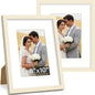 Vittanly 8x10 Picture Frame Set of 2, Solid Wood Frame for Wall or Tabletop, Display Photo 5x7 with Mat or 8x10 without Mat, Natural