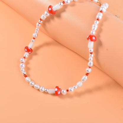Natural Freshwater Pearl Fun Flirty Beaded Choker Necklace Handmade Summer Boho Jewlery Gifts for Women Teen