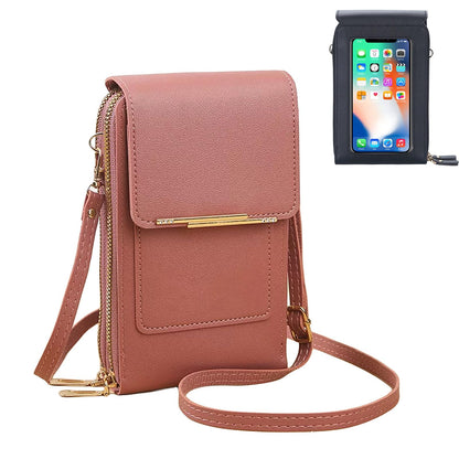 Phone Purse Crossbody Bags for Women, Small Touch Screen Travel Wallet, Anti Theft Leather Messenger Bag