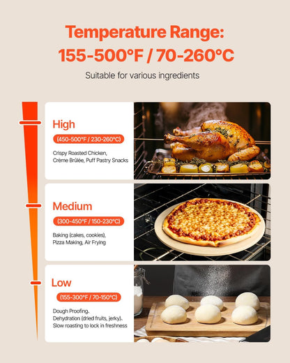 VEVOR Commercial Convection Oven, 21L/19Qt, Quarter-Size Conventional Oven Countertop, 1440W 3-Tier Toaster w/Front Glass Door, Electric Baking Oven w/Trays Wire Racks Clip Gloves, 120V