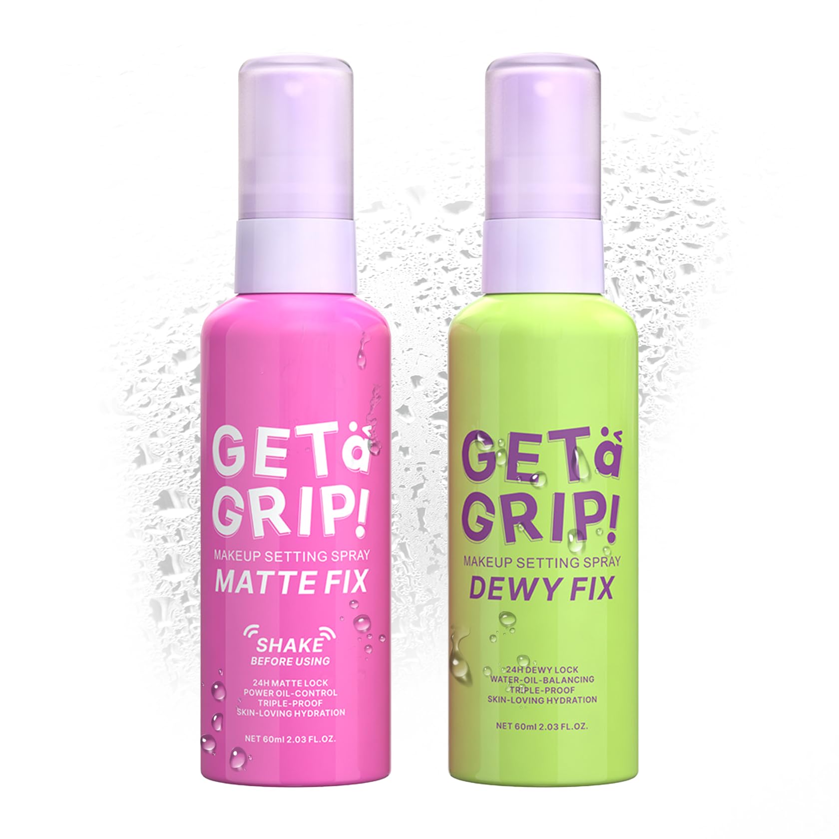 LZYLLS 2PCS Dewy and Matte Setting Spray,Long-lasting Makeup Setting Spray for 12 HR Wear,Hydrating Oil Control Face Makeup Mist Set,Waterproofing Facial Mist for Natural Finish, 2.03 Fl Oz