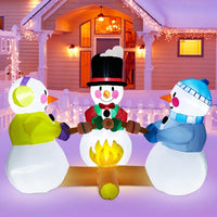 Inflatables Snowman Outdoor Decorations Grilled Meat 7ft Outdoor Inflatable Yard Decorations Christmas Built-in Led Lights with Tethers, Stakes