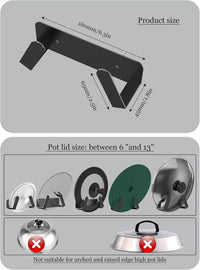 NOTMBESTM Pot Lid Organizer, 2 Pack Lid Holders Inside Cabinet, Wall Mount Rack Fit for Cutting Board, Fixed by Adhesive or Screw (Black)