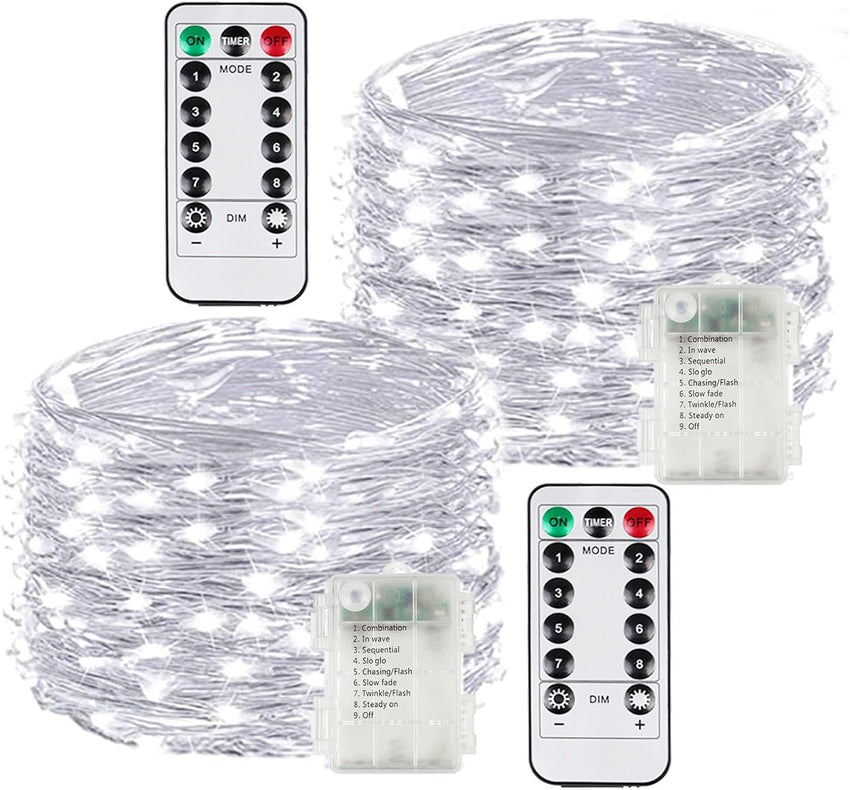 4 Pack 60 LED Fairy Lights Battery Operated with Timer, 20FT Waterproof Twinkle Lights Indoor Outdoor, Cuttable String Lights for Bedroom, Wedding, DIY, Centerpiece, Christmas Decorations (Warm White)