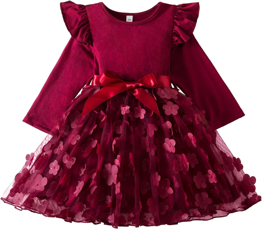 HNXDYY Little Girls Long Sleeve Star Print Knee Length Casual Princess Dress
