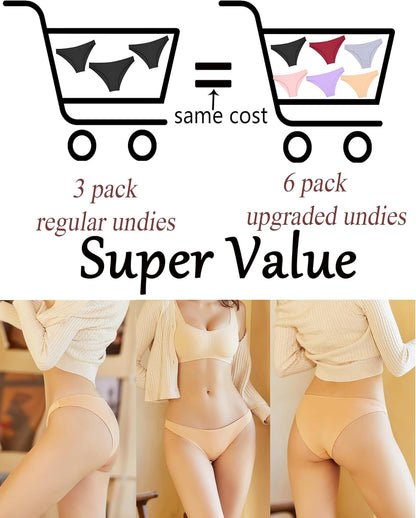 6 Pack Cotton Underwear for Women Cute Low Rise Bikini Panties High Cut Breathable Sexy Hipster Womens Cheeky S-XL