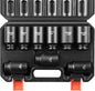 VEVOR 1/2" Drive Impact Socket Set, 65 Piece SAE 3/8" to 1-1/4" and Metric 10-24mm, 6 Point Cr-V Alloy Steel for Auto Repair, Easy-to-Read Size Markings, Rugged Construction, Storage Case