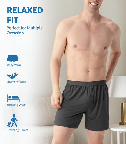 DAVID ARCHY Mens Boxers Soft Rayon Made from Bamboo Boxers for Men Pack Loose Underwear Cooling Mens Boxer Shorts