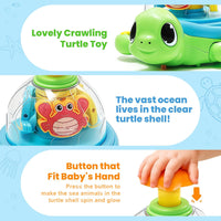Musical Baby Toys for 1 Year Old - Crawling Turtle Infant Toys 6-12 Months, Press & Glow & Spin for Cause and Effect, Tummy Time Development, Christmas Birthday Gifts for 1 Yr Old Boy Girl 9-18 Month