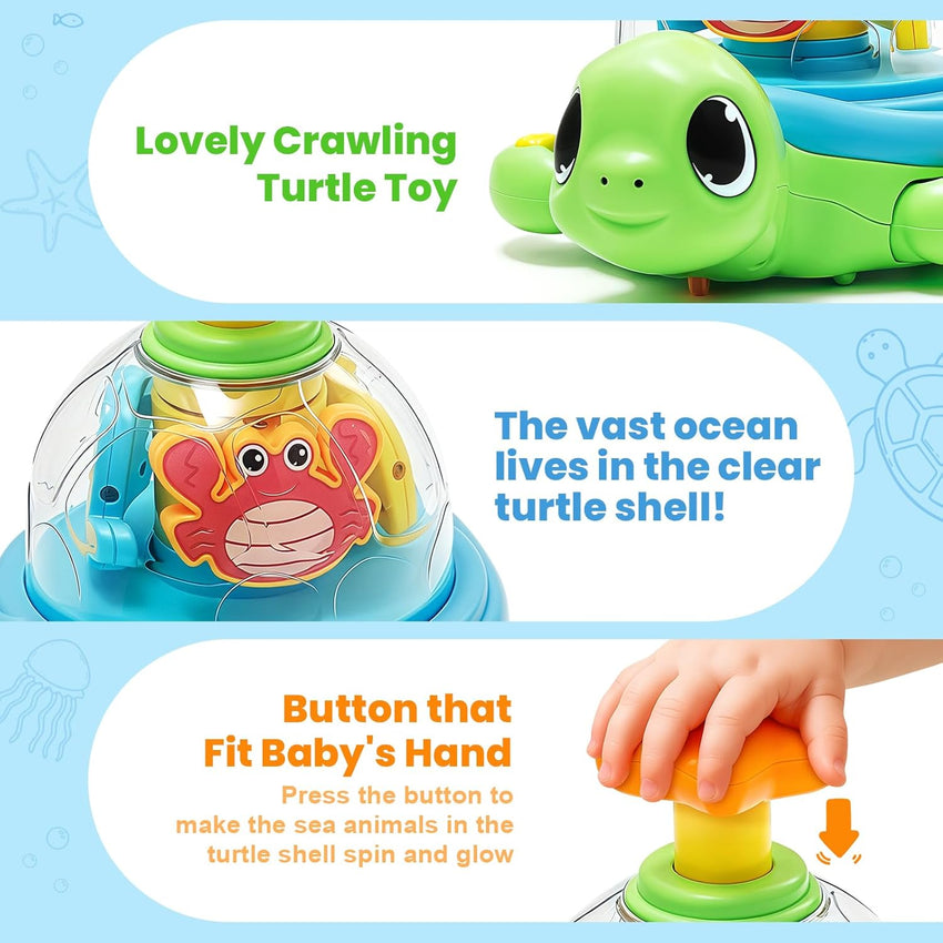 Musical Baby Toys for 1 Year Old - Crawling Turtle Infant Toys 6-12 Months, Press & Glow & Spin for Cause and Effect, Tummy Time Development, Christmas Birthday Gifts for 1 Yr Old Boy Girl 9-18 Month