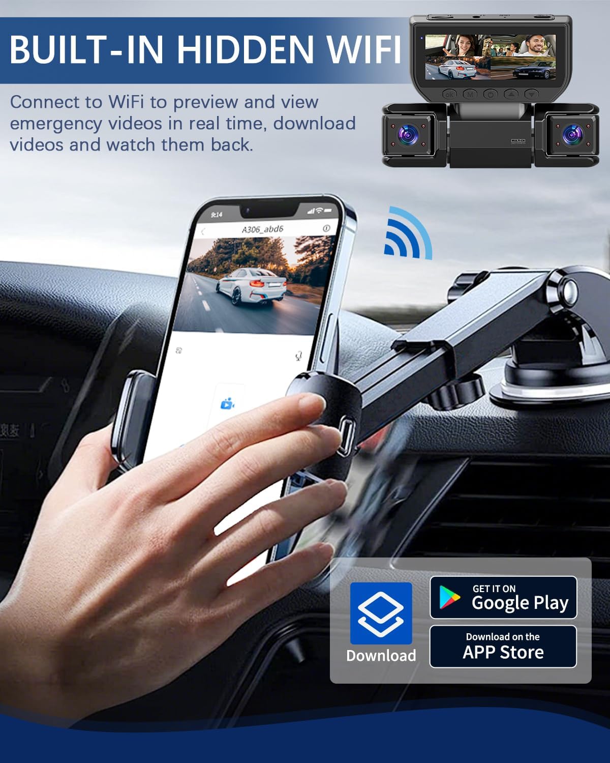7DAY'S Uber Camera 360 View 4 Channel Dash Cam Front Rear and Inside with 5GHz WiFi & App Control, 170 Wide Angle Uber Camera for Car, Loop Recording, Night Vision, G-Sensor, Parking Mode, Included 32GB Card