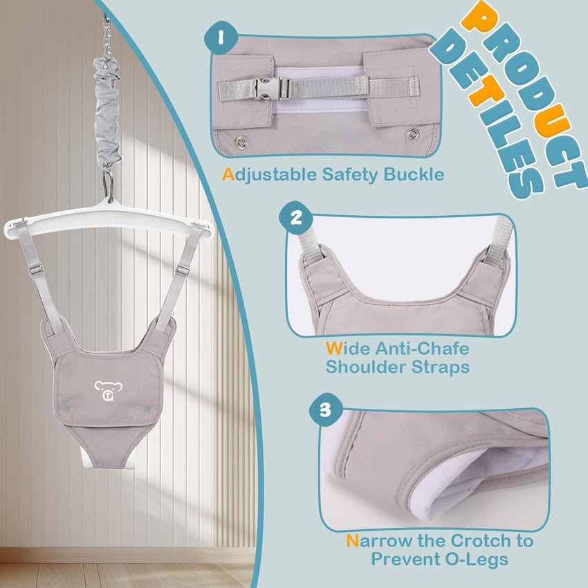 G TALECO GEAR Baby Jumper with Stand, Baby Jumpers and Bouncers, Baby Exerciser Suitable for 6-24 Months, Easy to Assemble & Store Jumper for Baby (Grey)