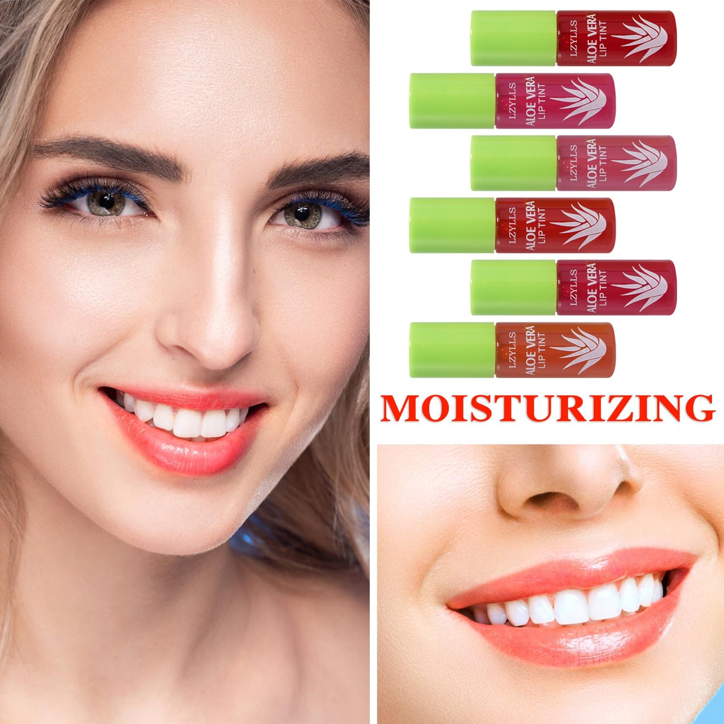 4 Pack Aloe Vera Lipstick,Long Wear Nourishing Lip stick,Waterproof Moisturizing Color Changing Lip Balm Lipstick,Lip Gloss,Magic Temp Color Change Matte Lip Gloss Makeup