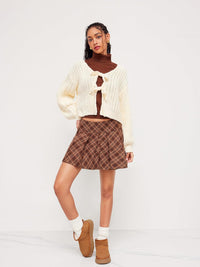 CIDER Striped Sweater Women V Neck Tie Front Knit Cardigan Oversized Trendy Sweaters for Women Fall