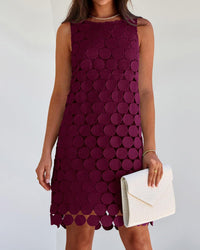 BTFBM Women Hollow Out Circle Embroidered Short Dresses Summer Casual Sleeveless Vacation Party Cocktail Tank Dress