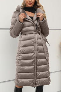 Bellivera Women's Puffer Jacket Lightweight Quilted Hooded Long Down Alternative Coat with Belt